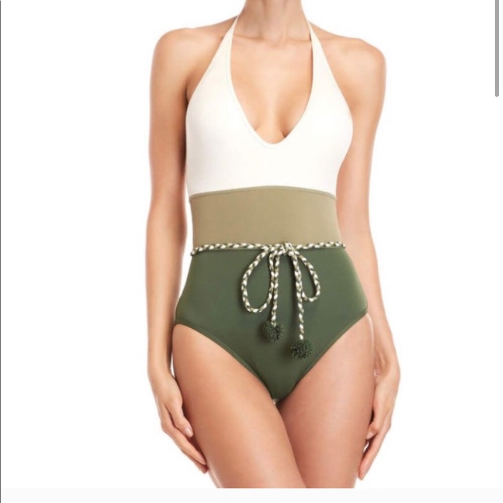 NWT Vince Camuto Green color blocked swim suit
